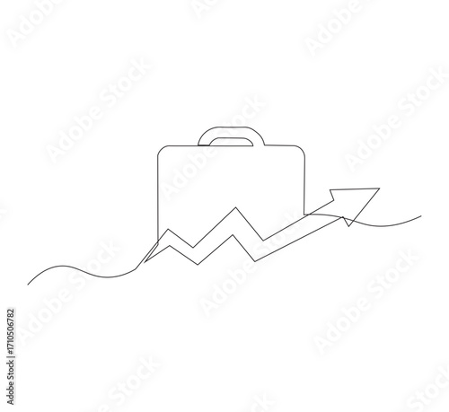 Continuous one line drawing of Business Infographic, With white background business bag style