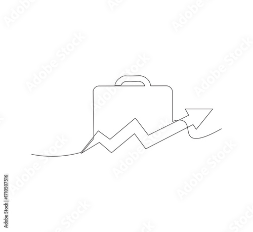 Continuous one line drawing of Business Infographic, With white background business bag style
