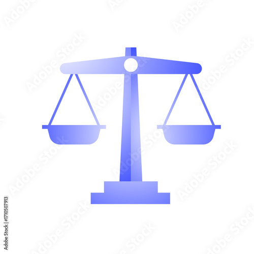Scales of justice rendered in stylized blue gradients, symbolizing fairness and legal concepts