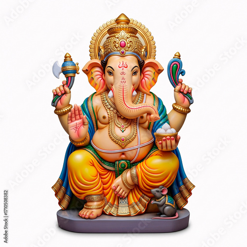 Lord Ganesha, isolated on white background, 3d illustration