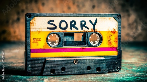 A cassette tape with the word 