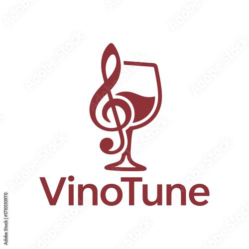 Elegant logo of a wine glass and treble clef, blending music and wine concepts.