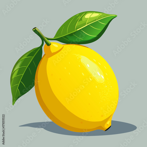 Fresh, juicy lemon fruit with a green leaf isolated on a white background