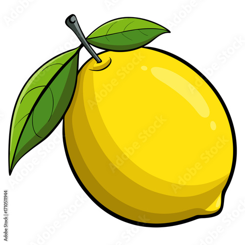 Fresh, ripe lemons with green leaves vector illustration, perfect for a healthy food or nature-themed designFresh, ripe lemons with green leaves vector illustration, perfect for a healthy food or natu