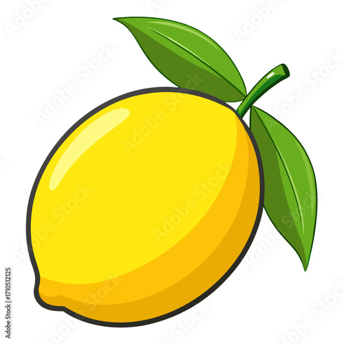 Juicy citrus fruit vector illustration with a ripe lemon, green leaves, and a fresh orange