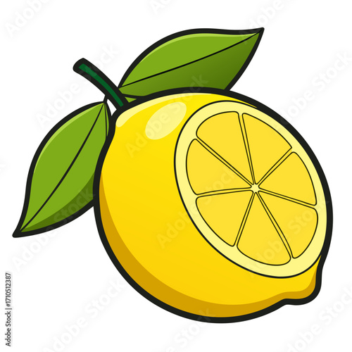 lemon with leaves