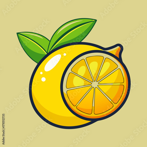 Vector illustration of fresh and juicy citrus fruits, including sliced lemons and oranges