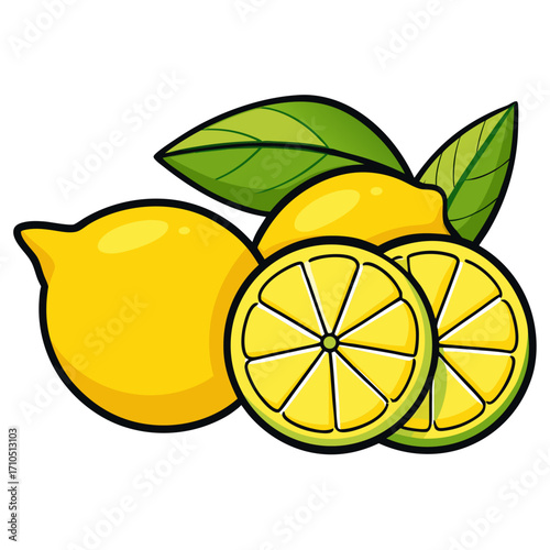 Vector illustration of fresh lemon and lime fruit slices