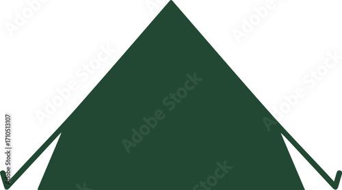 A simple dark green triangular tent shape on a white background, minimalist outdoor camping symbol.