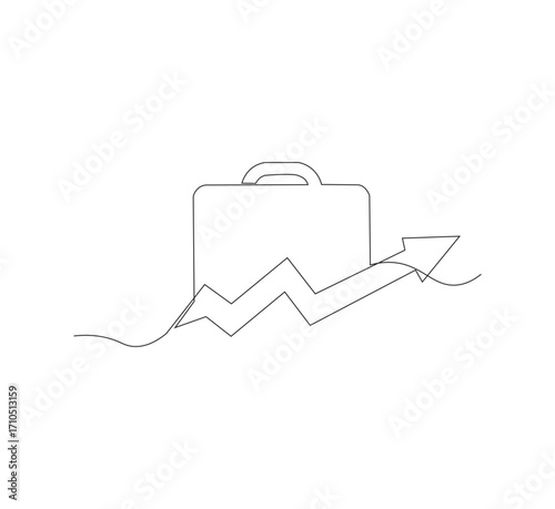 Continuous one line drawing of Business Infographic, With white background business bag style