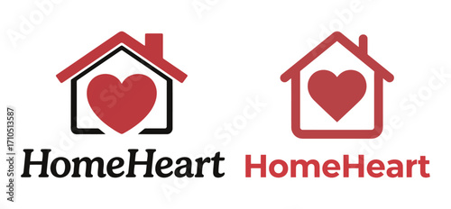 Simple and heartwarming logo design of a heart inside a house.
