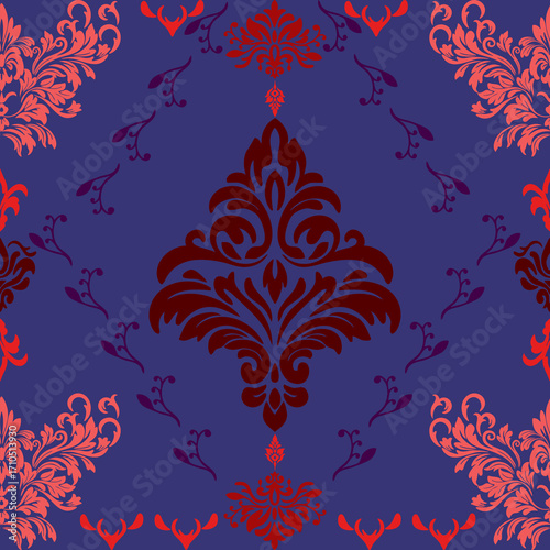 Classic Damask Seamless
Pattern - Vector Illustration for Elegant Textile
Design,Damask,Jacquard loom, Brocade, Satin weave,ethnic, geometric, textile, fabric, motif, retro, 