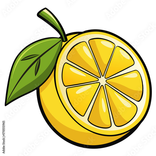 Vector illustration of fresh and juicy citrus fruits, including sliced lemons and oranges
