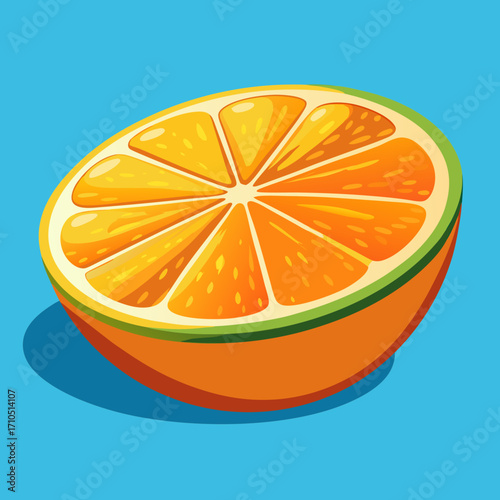 Fresh juicy citrus fruit slices, including orange and lemon, isolated on a vibrant blue background