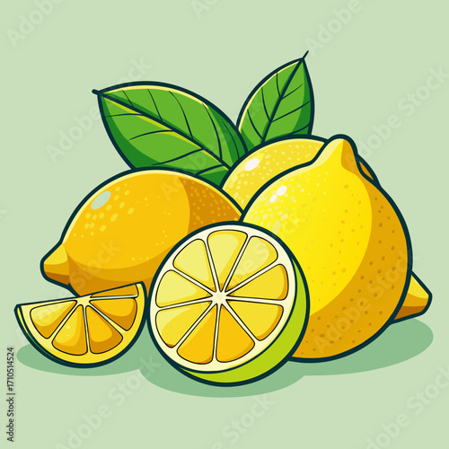 Fresh and juicy citrus fruit slices of lemon, lime, and mint, perfect for a healthy and refreshing drink