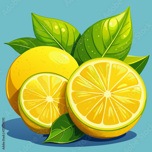lemon with leaves