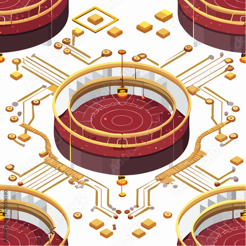 Seamless dark red wine and golden circular line pattern, perfect for elegant and sophisticated designs for textile Industrial 3