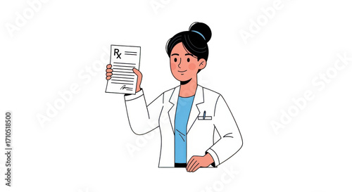 Doctor holding a prescription focused on healthcare and medicine.