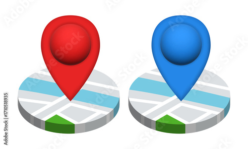 City map. Navigation 3d icon. Vector illustration isolated on gray background.
