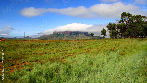 Billede på lærred Photo of Platberg covered in clouds in the vicinity of Harrismith, an Eastern Free State town situated on the N3 main route between Gauteng and KwaZulu-Natal