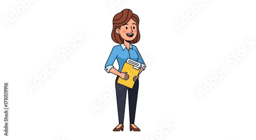 Professional woman holding a clipboard ready for work or task management.