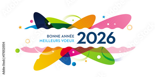 Carte de voeux colorée 2026 Bonne Année