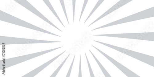 Ray sun light. Sunburst background. Radial circle line. Pattern starburst. Comic beam lines. Sun effect rays. Abstract firework. Concentration stripe. Cartoons lightning style. Vector illustration