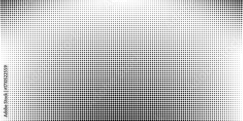 Grunge dotted halftone gradient background. Faded grit noise texture. White and black wallpaper. Retro pixelated backdrop. Anime or manga style comic overlay. Vector graphic design textured template.