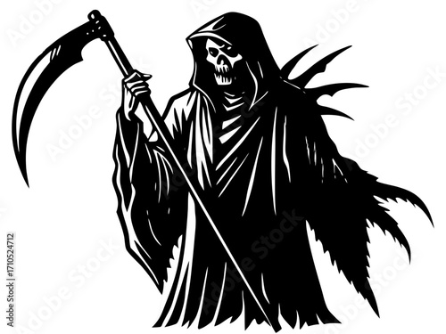 Grim Reaper with Scythe Illustration