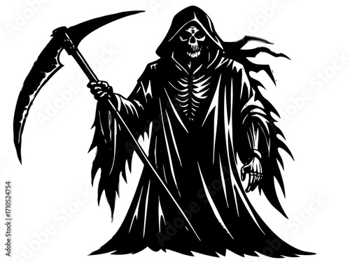 Grim Reaper with Scythe Illustration