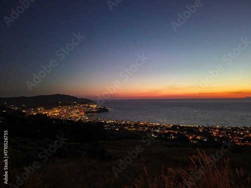 Agropoli town by night in Italy