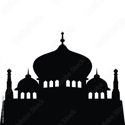 mosque silhouette background design. worship building symbol.