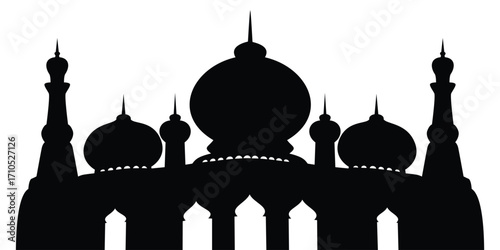 mosque silhouette background design. worship building symbol.