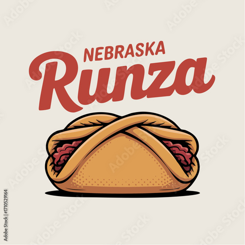 Nebraska Runza diner vector illustration for Midwestern branding