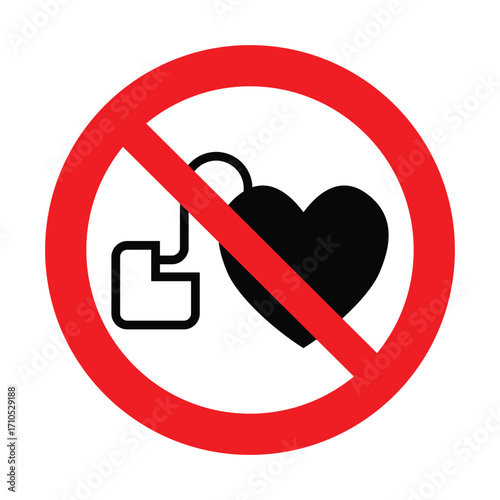 ISO 7010 P007. No Access for People with Active Implanted Cardiac Devices Safety Sign, Pacemaker Prohibition Symbol for Workplace and Public Safety Compliance