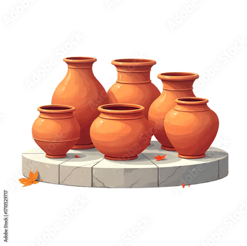 clay pot isolated on white background