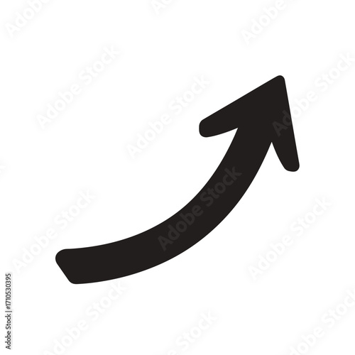上向きの黒い曲線矢印ベクターイラスト