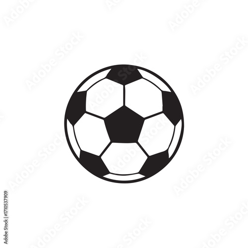 Classic black and white soccer ball illustration, isolated on white background technology background