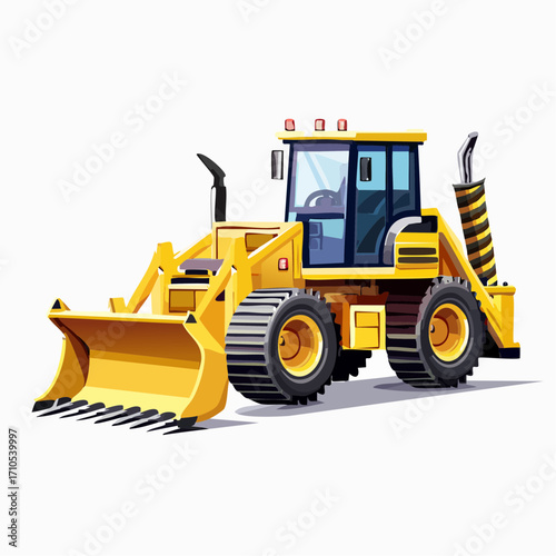 bulldozer excavator isolated on white