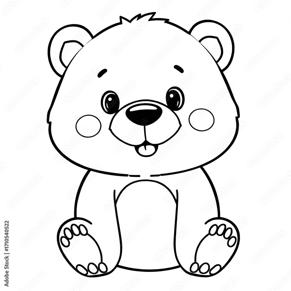 Obraz premium Cartoon bear line art for coloring book with white background