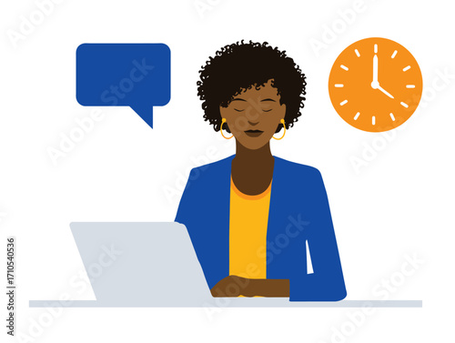 シンプルなベクタースタイルのイラスト：無表情の女性