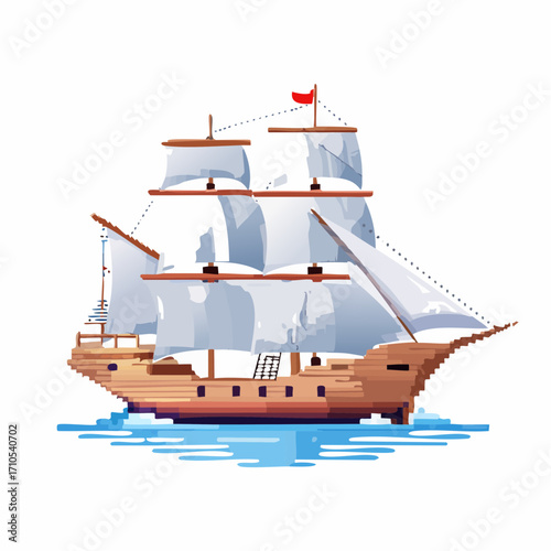 sailing ship isolated on white