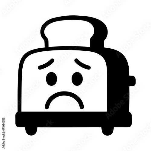 character emotion toaster sadness vector on white background Vector icon character with emotion