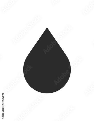 Фотография A simple, solid black water drop or teardrop icon, representing liquid, rain, or a basic map pin