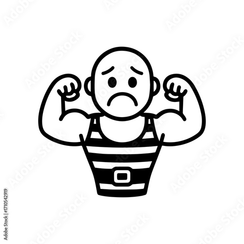 character emotion strongman sadness vector on white background Vector icon character with emotion