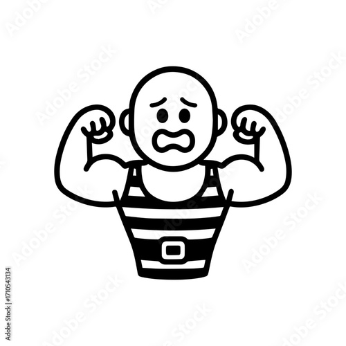character emotion strongman fear vector on white background Vector icon character with emotion