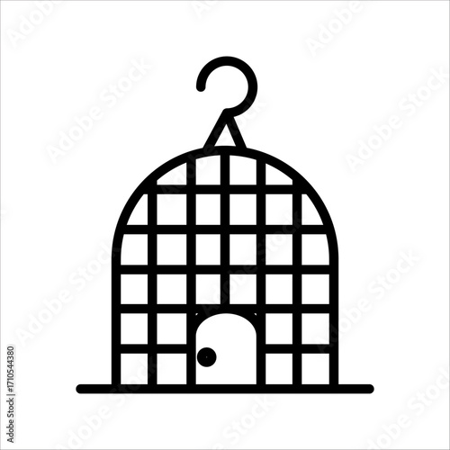 Silhouette of an open birdcage depicting freedom and departure offering space for various metaphorical interpretations of liberty