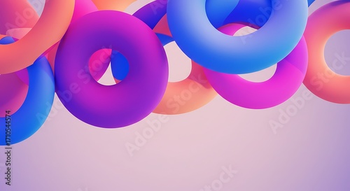 Colorful abstract 3D rings floating vibrant background design graphic