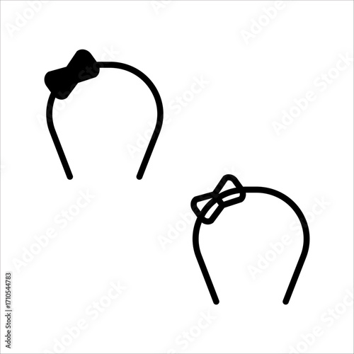 Headband with hearts. Hair hoop icon set. Vector illustration on white background