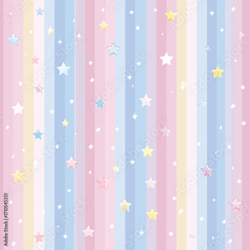 パステルカラーのストライプと星の背景パターン